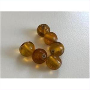6 Glasperlen rund amber-braun