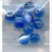 10 Glasperlen Cateye blau