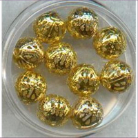8 Filigranperlen 10mm goldfarbig