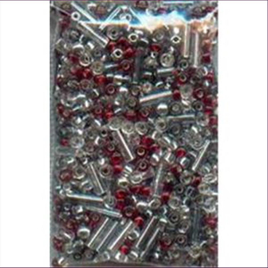 20gr. Rocailles-Stifte Mix cristall silber rot