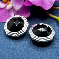 1 Acrylperle Discus silber-schwarz