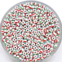 20gr.  Rocailles weiß grün rot 2,6mm