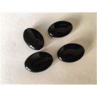 4 Glasperlen Oliven schwarz glänzend