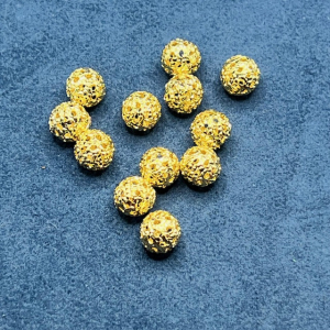6 Filigranperlen 6mm goldfarbig