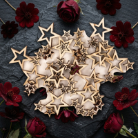50 Holz-Ornamente Dekostreu Sterne Mix