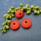 4 runde Acrylperlen Ufo mattrot