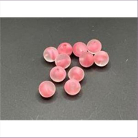 10 Glasperlen  rund rosa mattiert 7,5mm