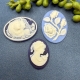 1 Camee Kamee Cabochons  blau-weiß