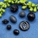 3 Acrylperlen schwarz glänzend + matt