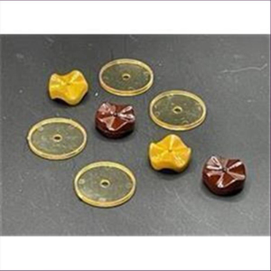 5 Acrylperlen amber-braun "1"