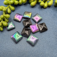 10 Bastelsteine quadratisch 13x13mm schwarz Regenbogen...