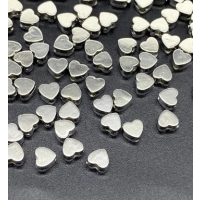 10 Metallperlen Herzen 6mm silber