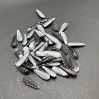 20 Glassteine Bastelsteine Tropfen schwarz-grau 15,4x5,8mm