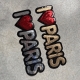 1 Aufnähmotiv  I LOVE PARIS  Pailletten silber