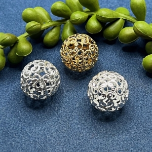 10 Filigranperlen Ornament 16mm vergoldet