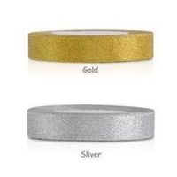 1meter Dekoband Metallic-Organza 20mm blau