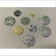 10 runde Platten gemustert gelocht 14mm gewellt 1xLoch silberfarbig