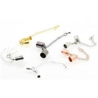 1 Verschluss Endkappen Carabiner + Verlängerungskette 3mm versilbert