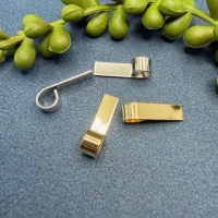 10 Klebestege Anhängerschlaufen 19mm goldfarbig gebeizt