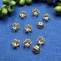 50 Perlkappel gewölbt 7,5mm goldfarbig gebeizt