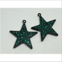 1 Stern beidseitig mit Swarovski-Steinen schwarz / emerald grün