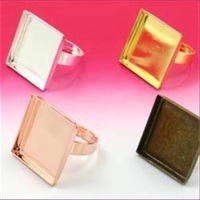 1 Fingerring mit Kessel für Cabochons 18x18mm antikgold