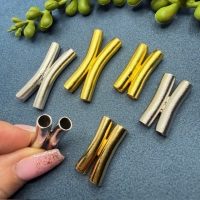 1 Doppelröhrchen "X" 25mm gold glänzend