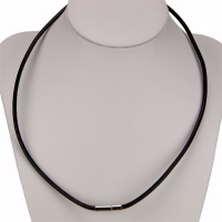 1 Halskette Lederkette mit Steckverschluss 3mm schwarz