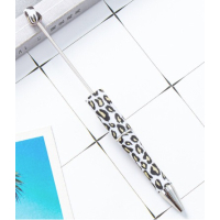1 Kugelschreiber Stift für Perlen Leopard grau