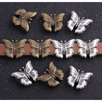 1 Slider-Charms Schiebeperle Schmetterling bronze altmessing