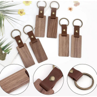 1 Schlüsselanhänger Leder -  Holz
