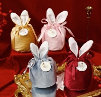 1 Samtbeutel Osterhase Hasenohren rosa