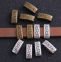 2 Slider-Charms Schiebeperlen mit Herzen bronze altmessing