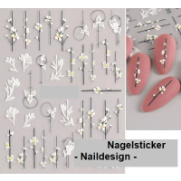 1 Bogen Nagelsticker Flower-Design 5D