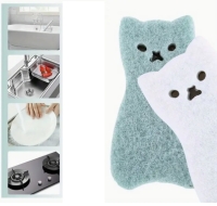 1 Spülschwamm Katze weiß