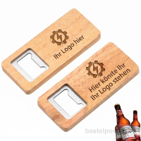1 Flaschenöffner Holz flach mit einseitiger Lasergravur