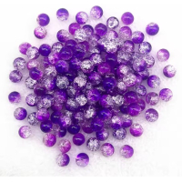 50 Glasperlen Crackle 6mm 2-farbig rosa-cristall