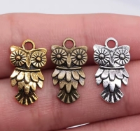 5 Anhänger Eule 11x20mm altsilber