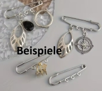 2 Kiltnadeln 50mm mit 3 Ösen silberfarbig platin