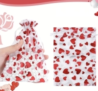 10 Geschenktüten Organzabeutel mit Herzen 10x15cm