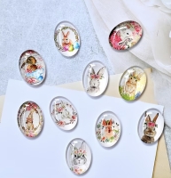 2 Cabochon oval 18x25mm Osterhase Ostern