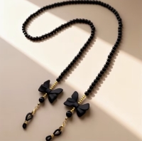 1 Brillenkette Schleife schwarz 76cm