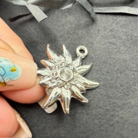 10 Anhänger Edelweiß für Straßsteine