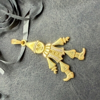 1 Anhänger Clown Harlekin Hampelmann vergoldet